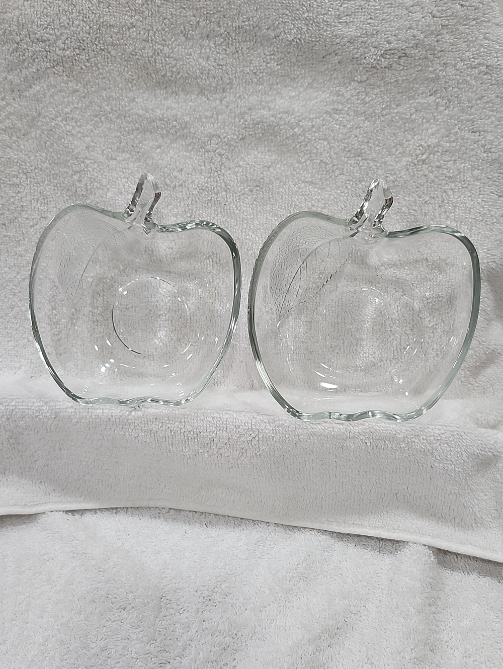 Vintage KIG Clear Glass Apple-Shaped Bowls - Set of 2